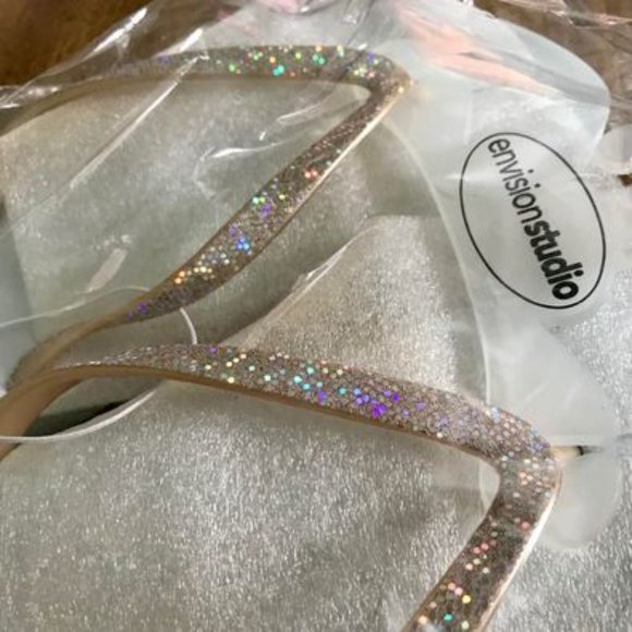 EnvisionStudio Sz.8 Flip Flops - Super Light Pale Blue w/ Rose-Biege Iridescent - Picture 3 of 5